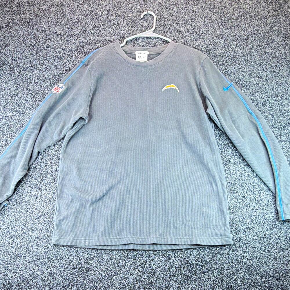 Nike Los Angeles Chargers NFL Long Sleeve Waffle Knit Shirt Gray, L team issued